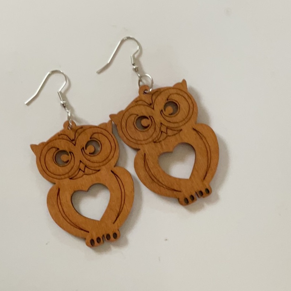Charming Wooden Owl Earrings